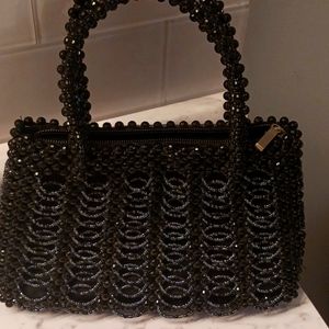 😀 - Vintage Purse black heavily beaded Good Used Condition